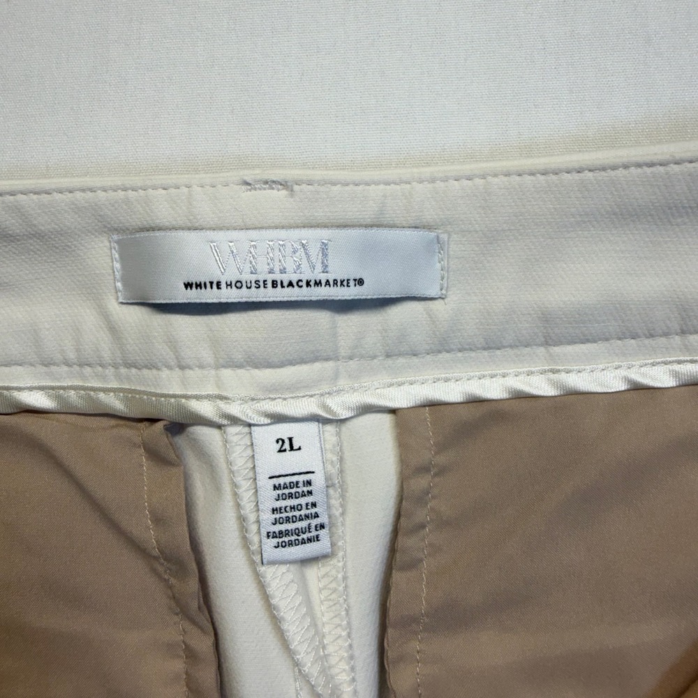 WHBM White House Black Market Slim Straight Leg Pants Ivory Size 2L Career - Picture 2 of 9